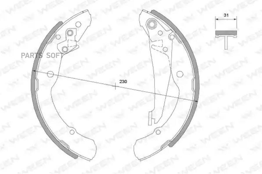 

Колодки барабанные (230x31) VW Polo sedan, Jetta IV, Caddy II, SKODA Octavia ( WEEN 152-20