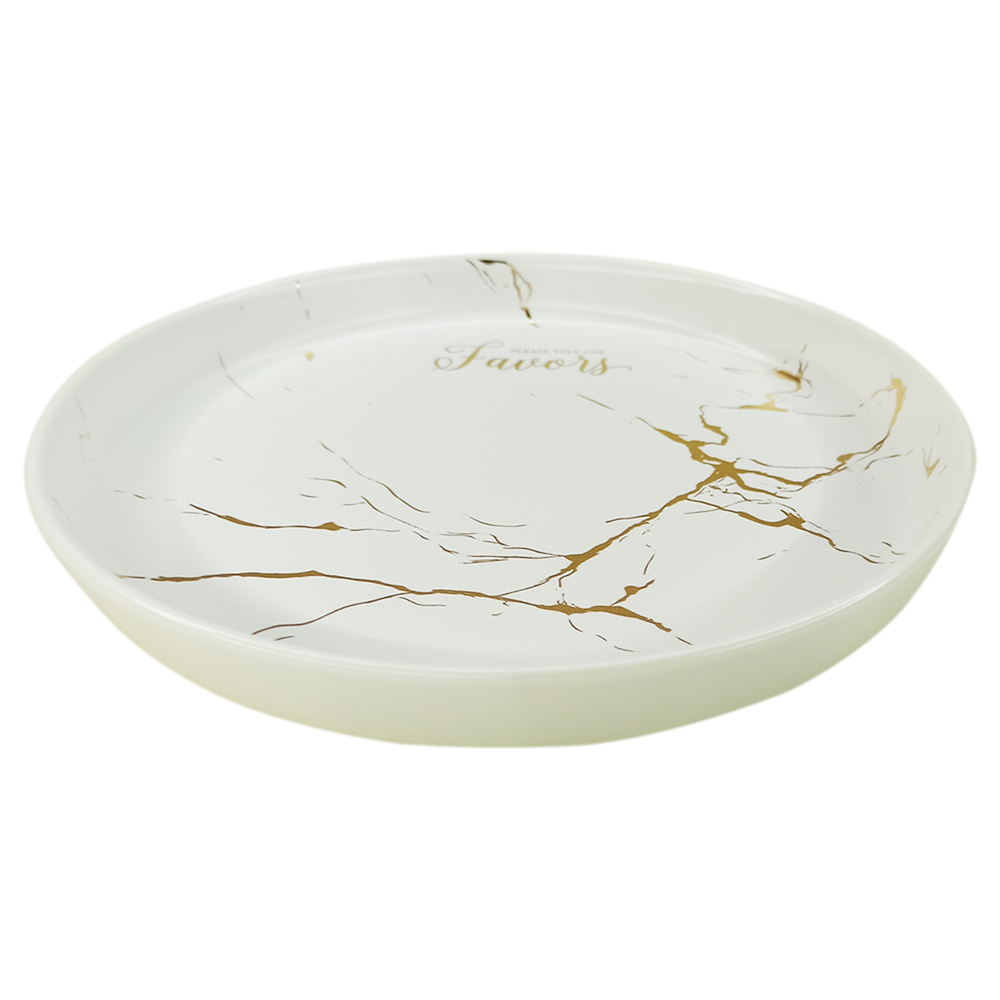 фото Сервировочная тарелка золотистый мрамор, круглой формы, белый, 21х3х21 см, mm-plt-22 marma
