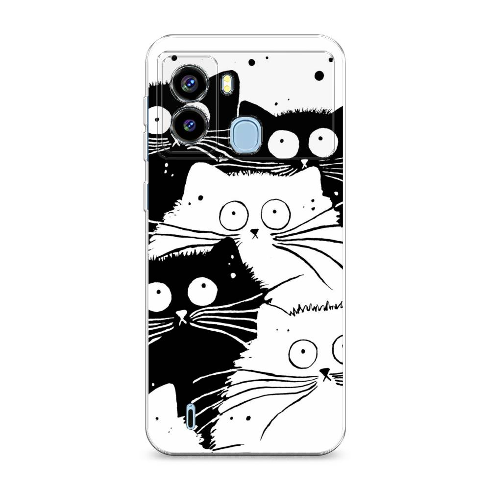 фото Силиконовый чехол "коты черно-белые" на tecno pop 6 awog