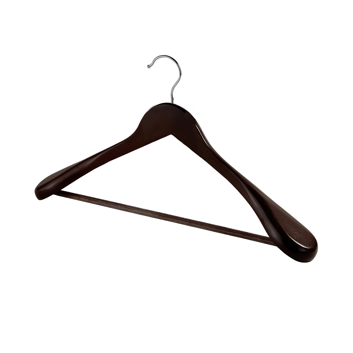 фото Вешалка для одежды valiant, деревянная, с плечиками и перекладиной, коричневая