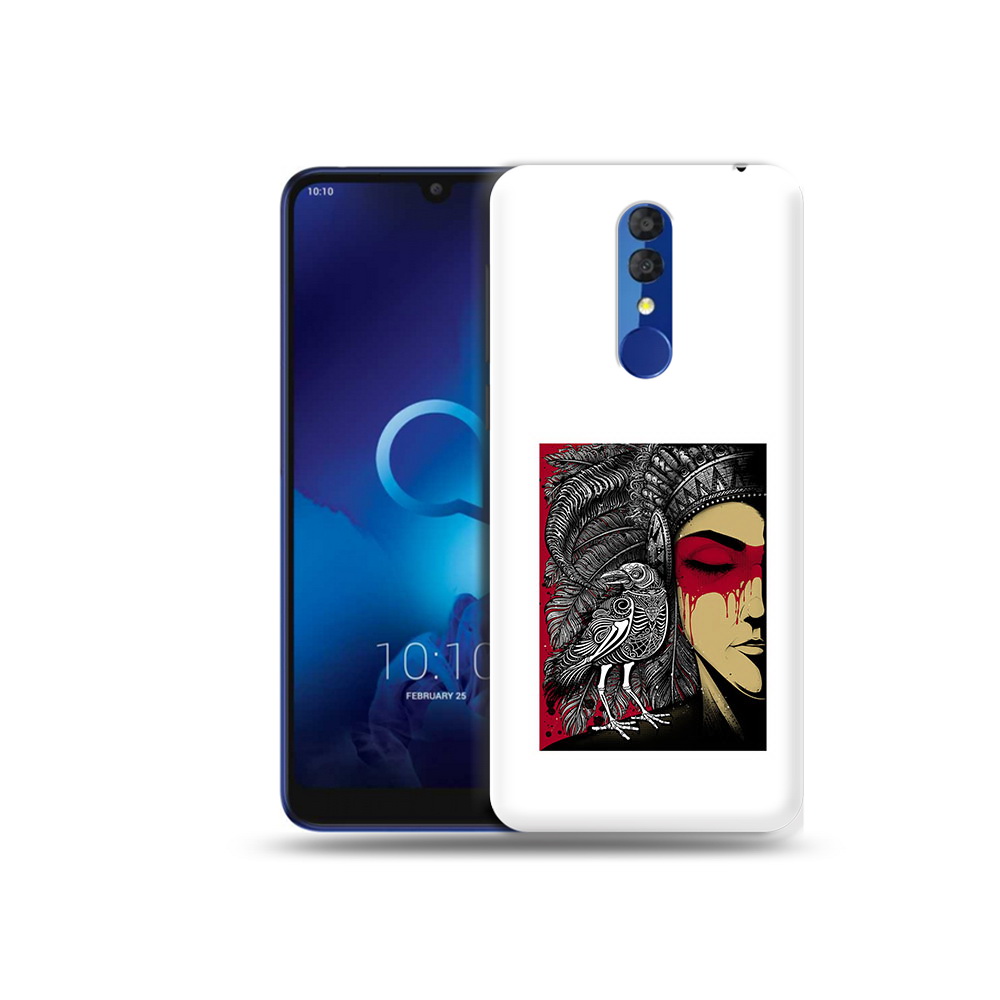 

Чехол MyPads Tocco для Alcatel 3L 5039D (2019) девушка с вороном в абстракции, Прозрачный, Tocco