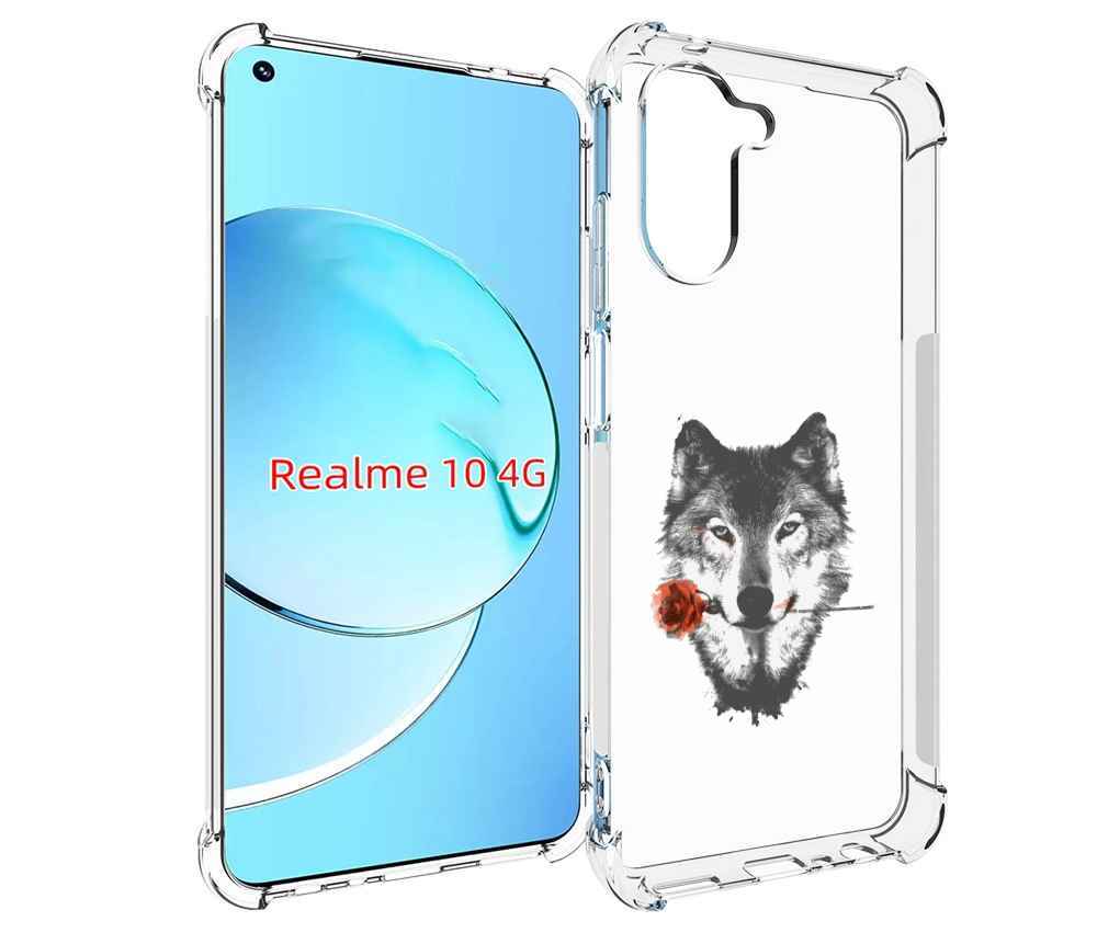 

Чехол MyPads волк с розой для Realme 10, Прозрачный, Tocco