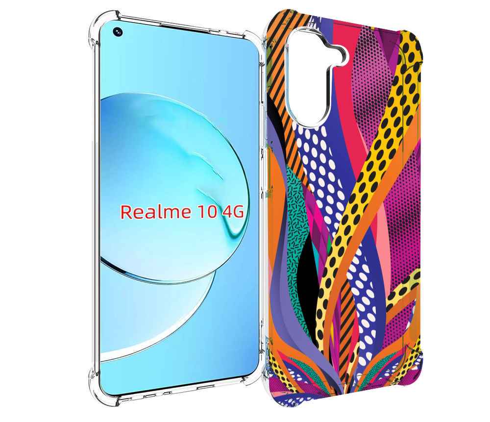 

Чехол MyPads разноцветные щупальца для Realme 10, Прозрачный, Tocco