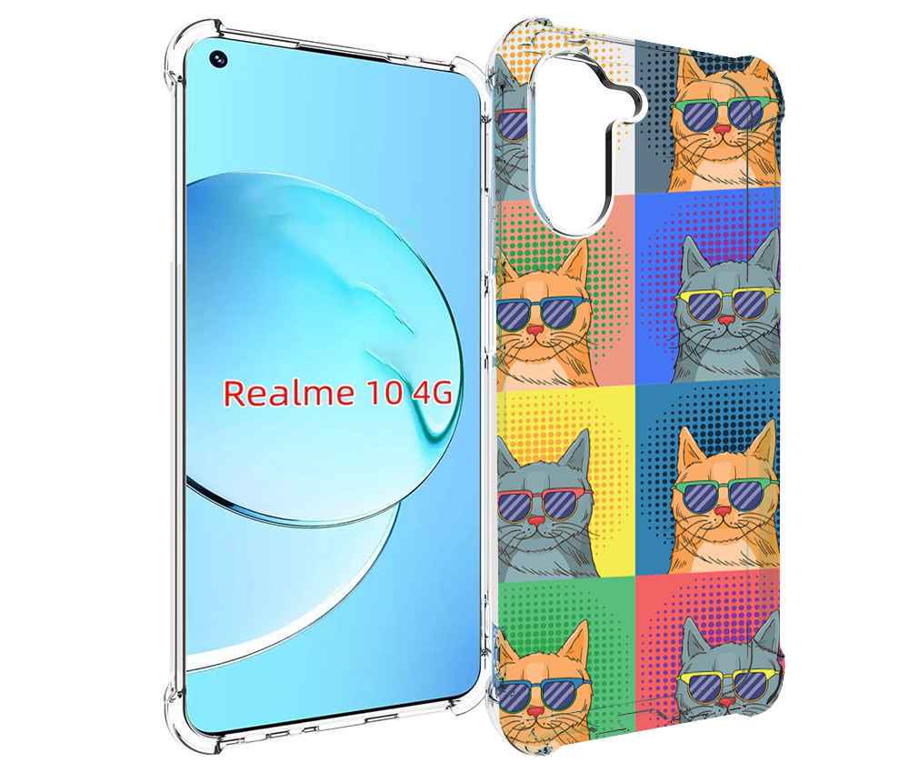 

Чехол MyPads разноцветные-коты для Realme 10, Прозрачный, Tocco