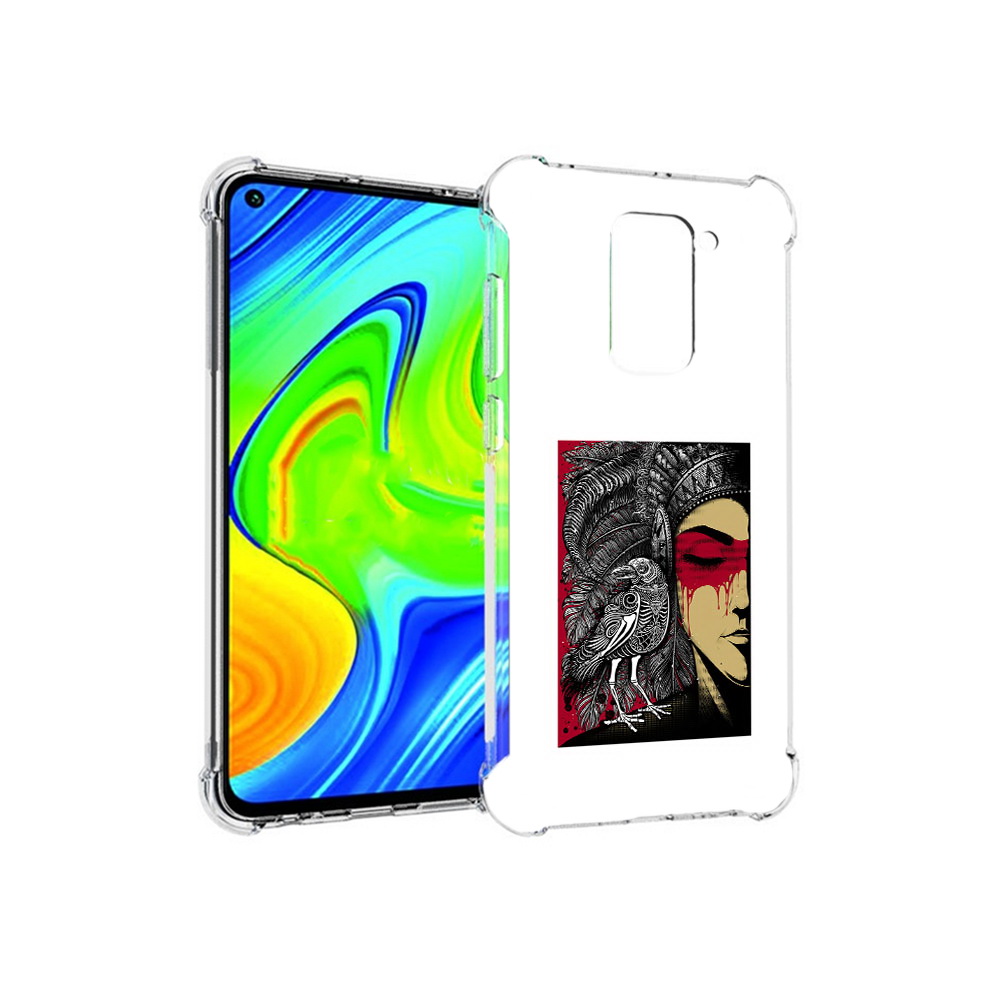 

Чехол MyPads Tocco для Xiaomi Redmi Note 9 девушка с вороном в абстракции, Прозрачный, Tocco