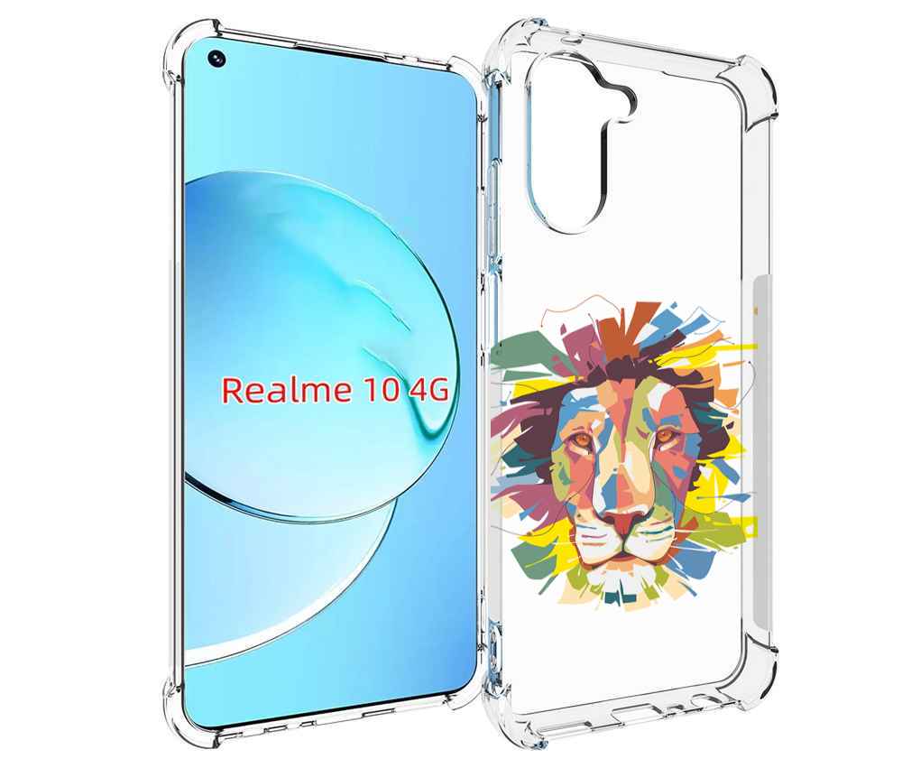 

Чехол MyPads разноцветный-лев детский для Realme 10, Прозрачный, Tocco