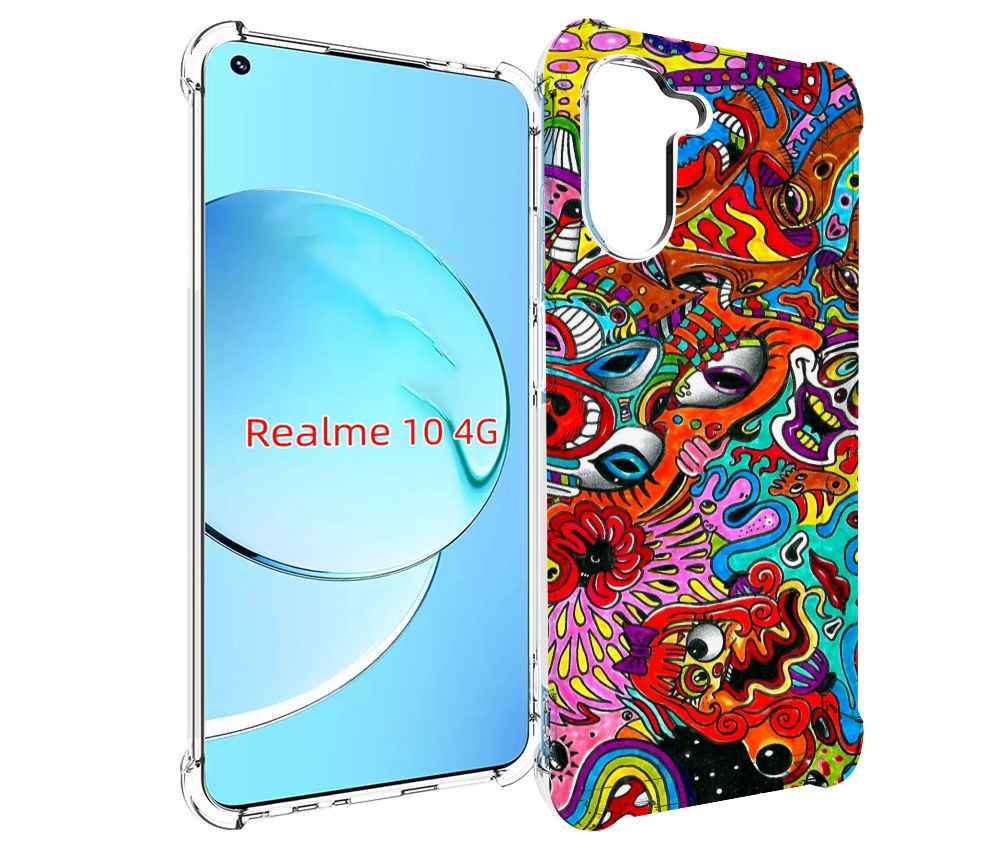 

Чехол MyPads разные абстракции яркие для Realme 10, Прозрачный, Tocco