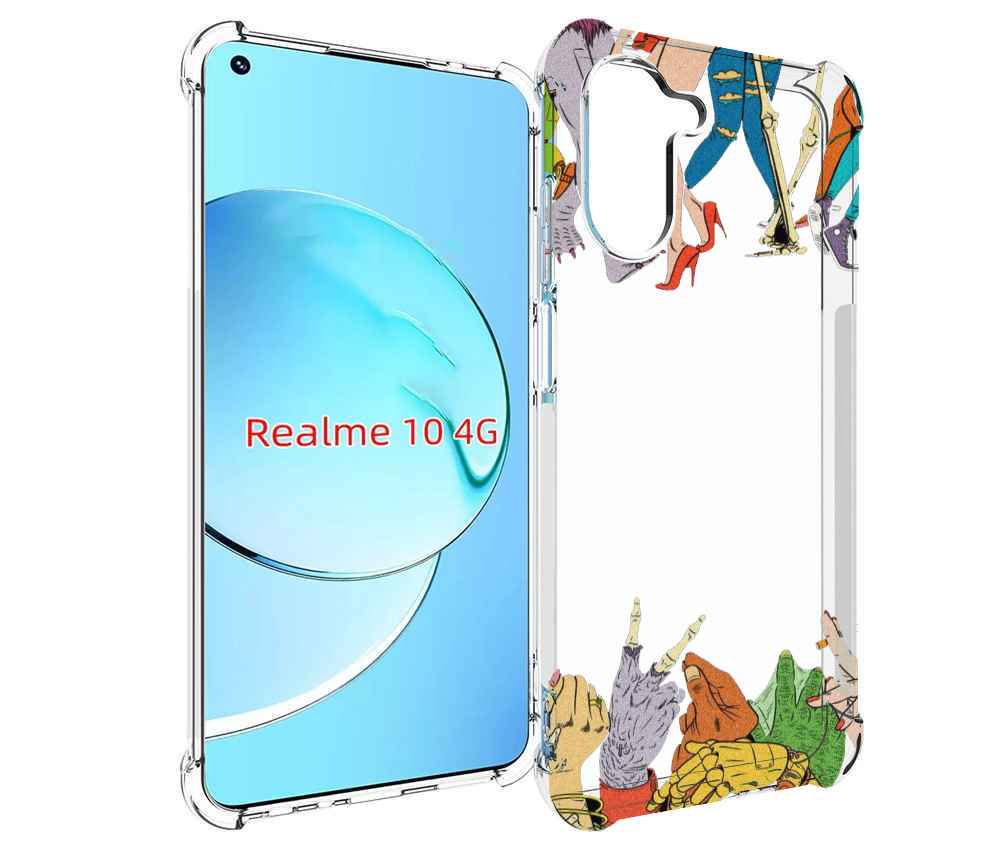 

Чехол MyPads разные персонажи пальчики для Realme 10, Прозрачный, Tocco