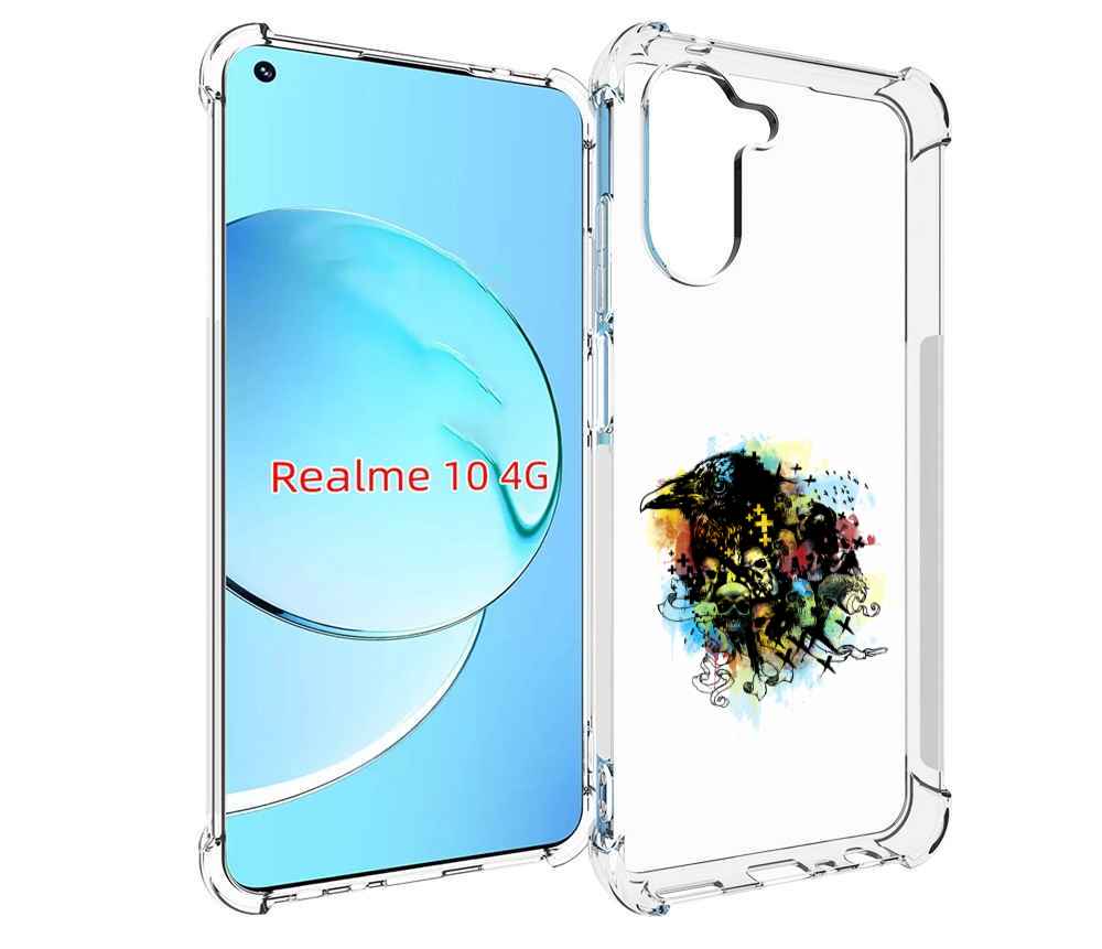 

Чехол MyPads ворон и черепа для Realme 10, Прозрачный, Tocco