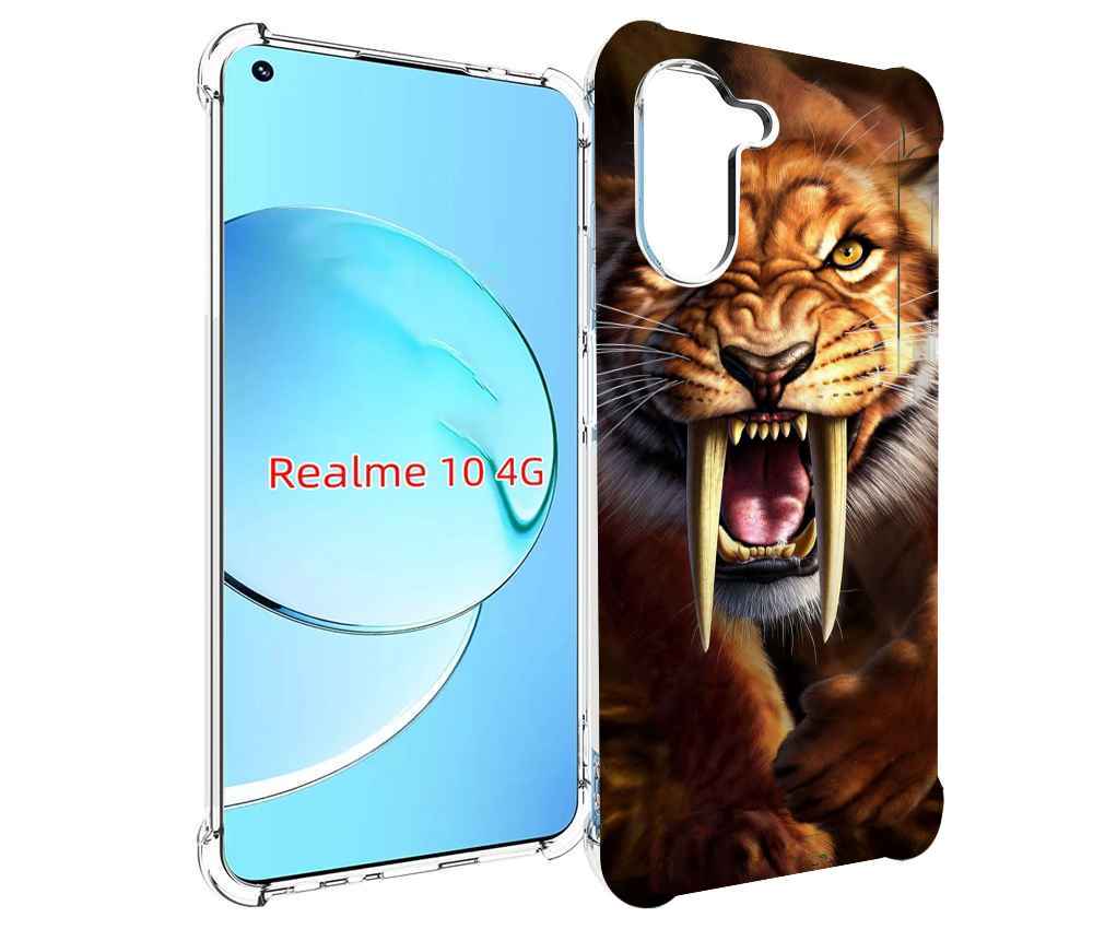 

Чехол MyPads саблезубый злой тигр для Realme 10, Прозрачный, Tocco