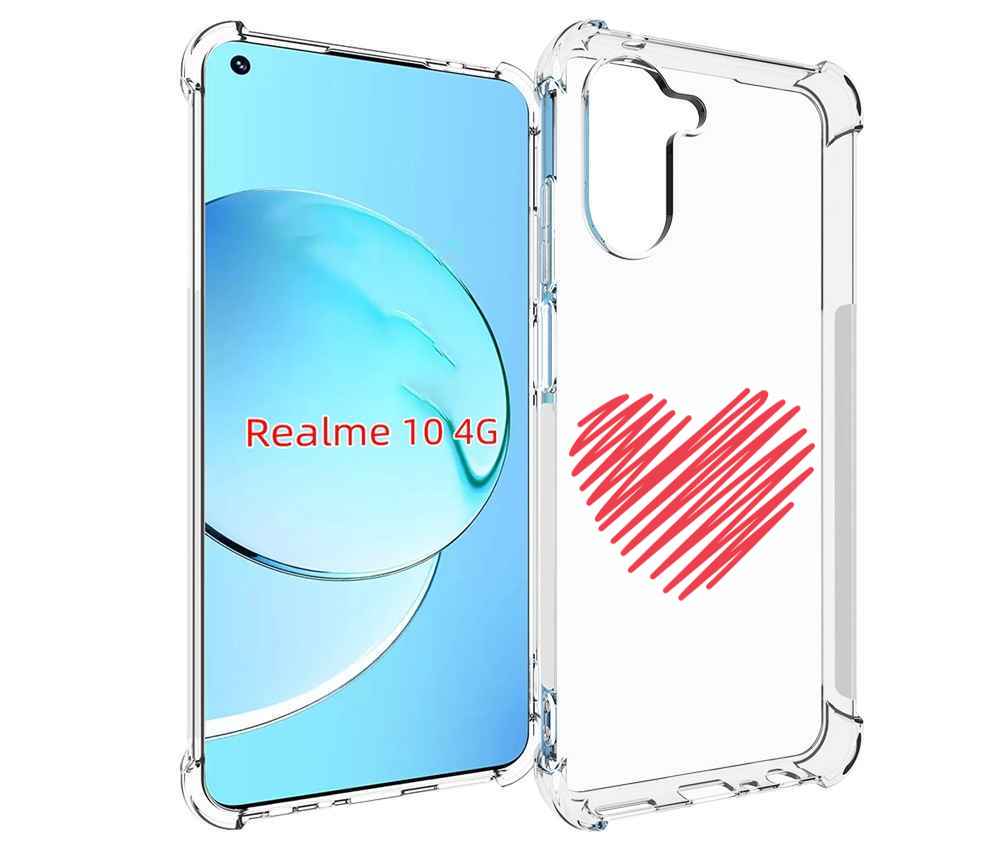 

Чехол MyPads сердечко-одной-линией для Realme 10, Прозрачный, Tocco