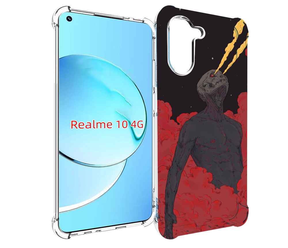 

Чехол MyPads скелет в красном дыму для Realme 10, Прозрачный, Tocco