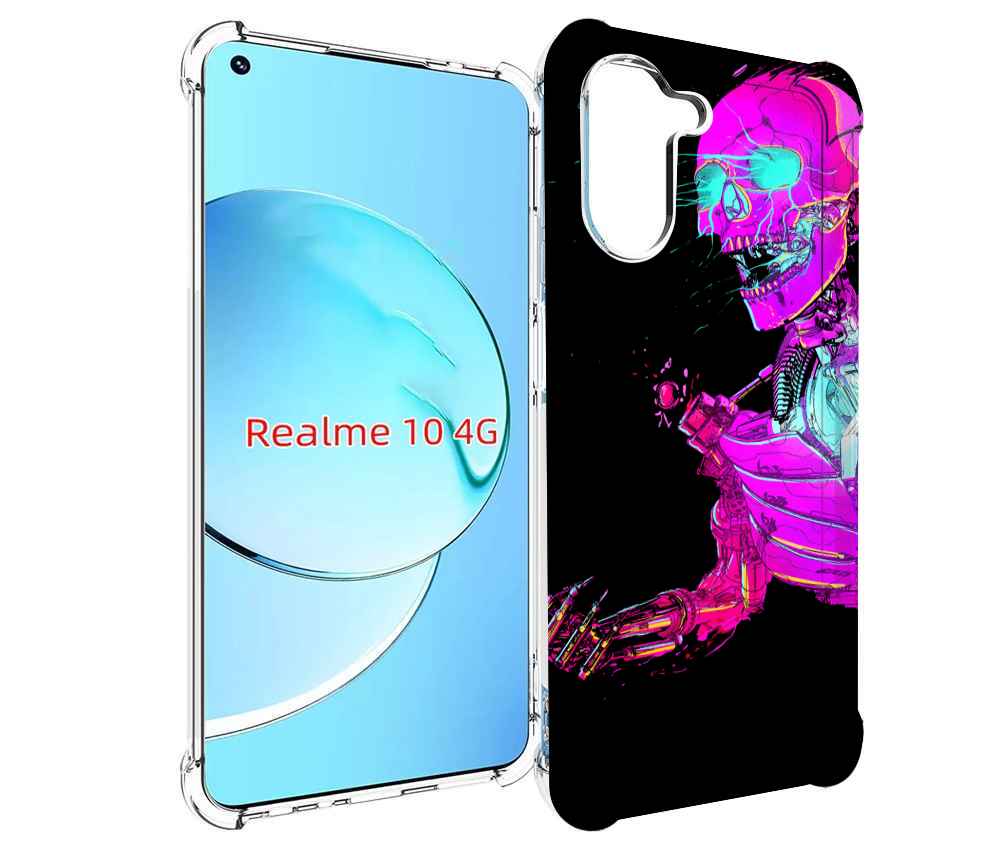 

Чехол MyPads скелет-робот-фиолетовый для Realme 10, Прозрачный, Tocco