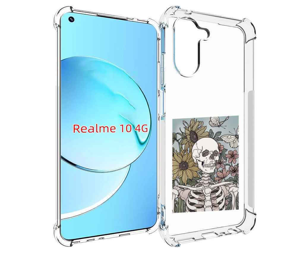 

Чехол MyPads скелетик с подсолнухами для Realme 10, Прозрачный, Tocco