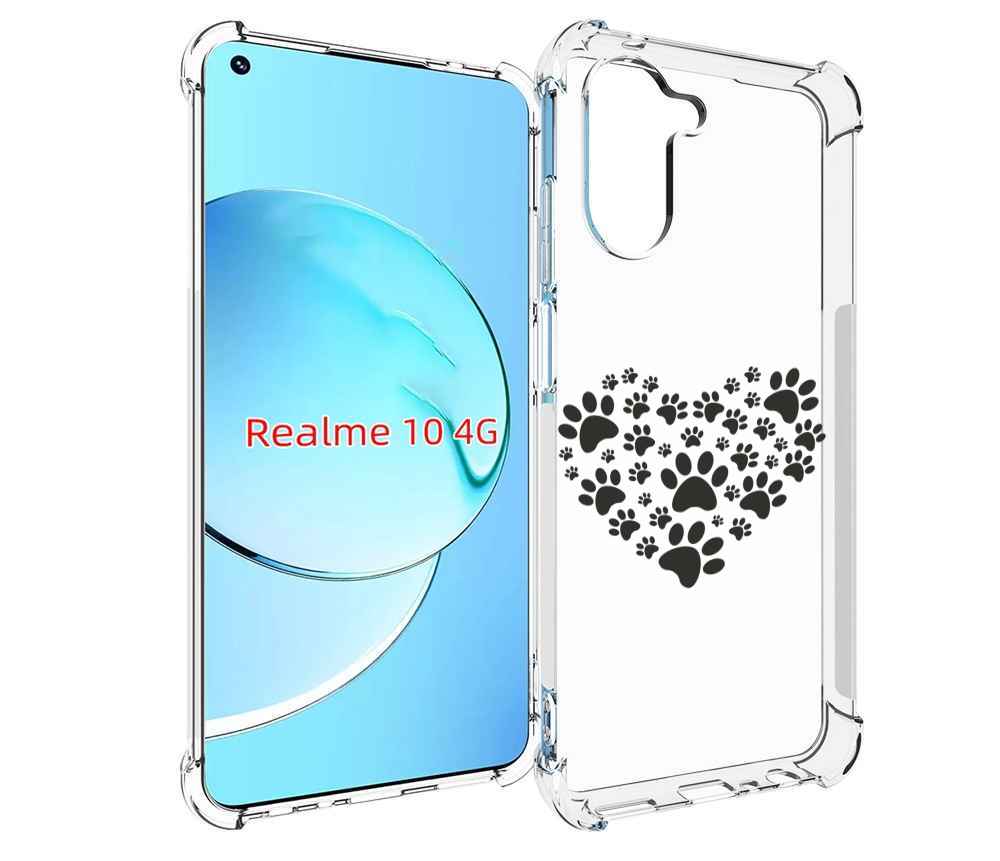 

Чехол MyPads следы-в-сердечке для Realme 10, Прозрачный, Tocco