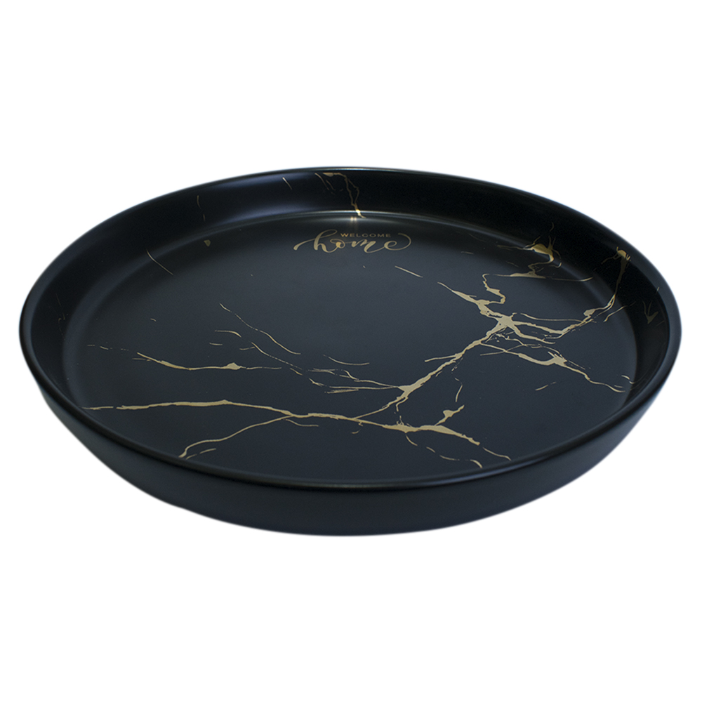 фото Сервировочная тарелка золотистый мрамор, круглой формы, черный, 21х3х21 см, mm-plt-21 marma