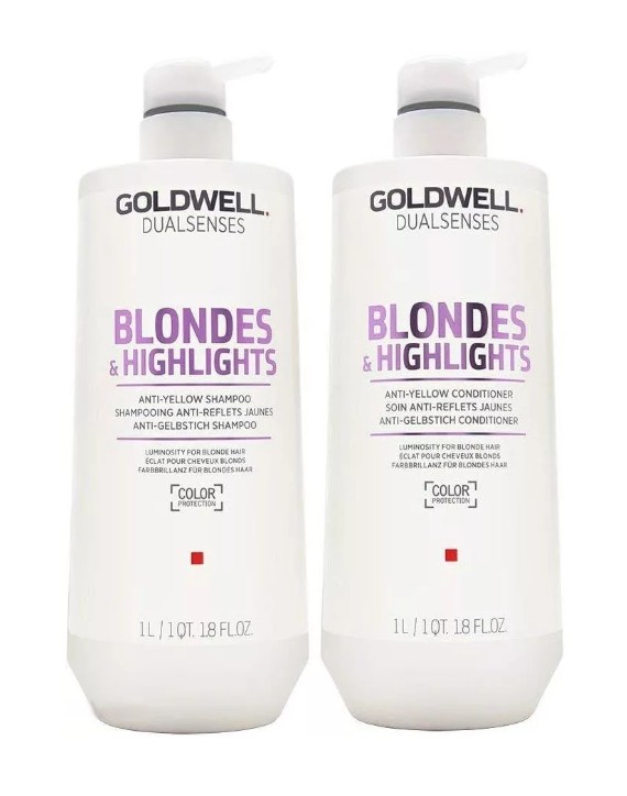 

Шампунь и кондиционер против желтизны Goldwell Dualsenses Blondes & Highlights 2х1000 мл, Goldwell