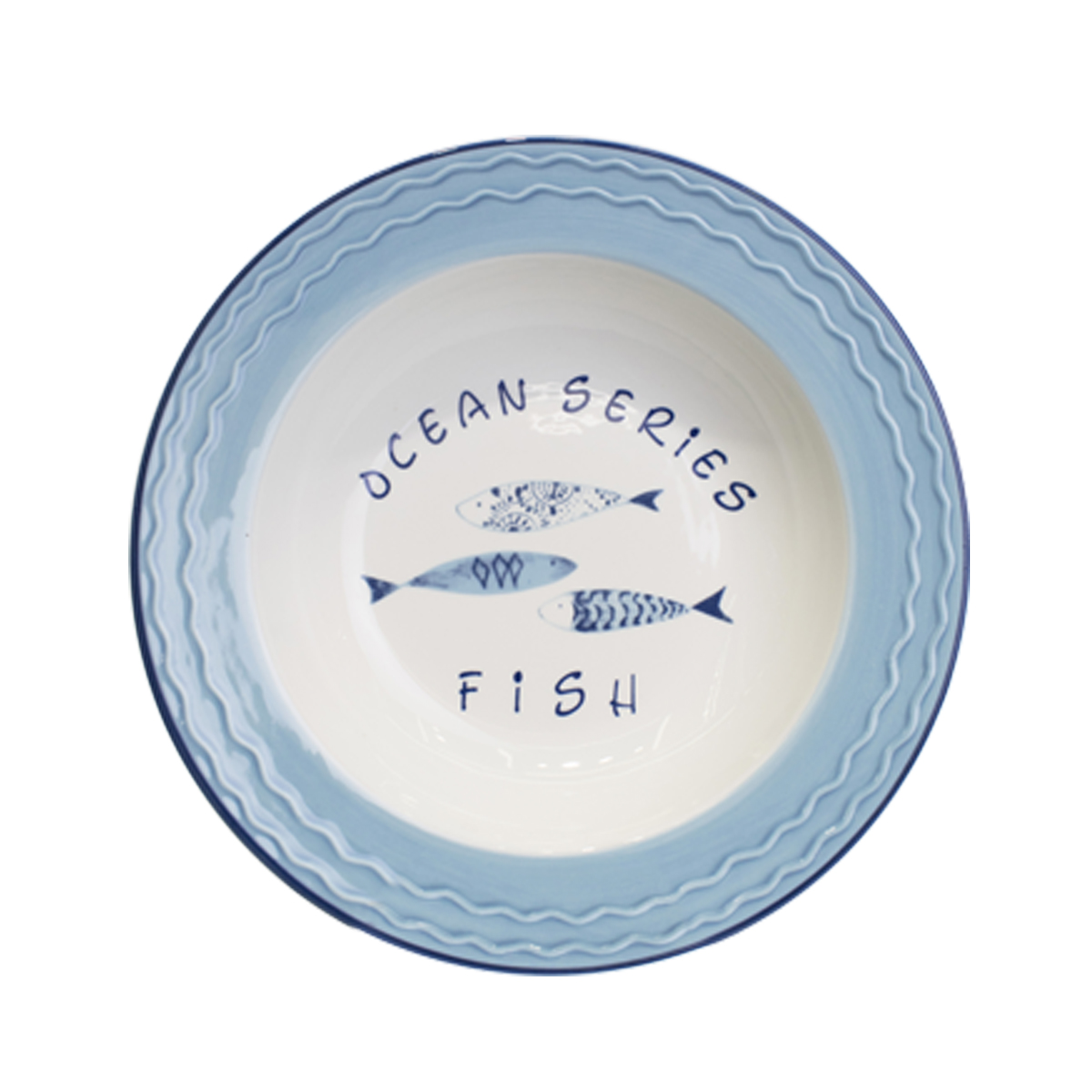 фото Сервировочная тарелка океан, круглая форма, белый с голубым, 22х4х22 см, mm-plt-32 marma