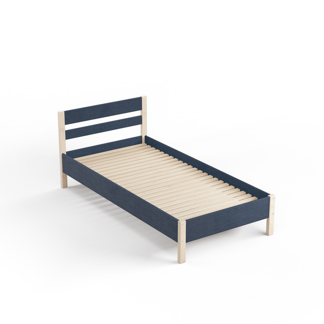 

Кровать деревянная Hansales 120x200 см из массива берёзы с тканевой обивкой Лазурь, Голубой, из массива березы с тканевой обивкой (высота 97 см)