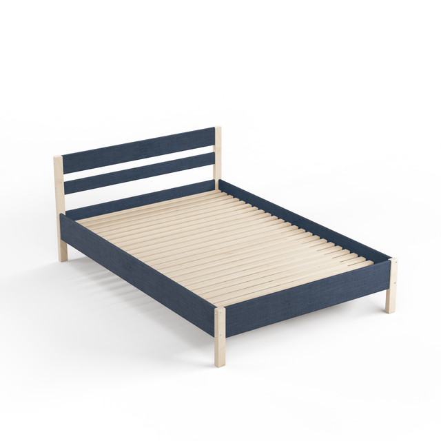 

Кровать деревянная Hansales 140x200 см из массива берёзы с тканевой обивкой Лазурь, Голубой, из массива березы с тканевой обивкой (высота 80 см)
