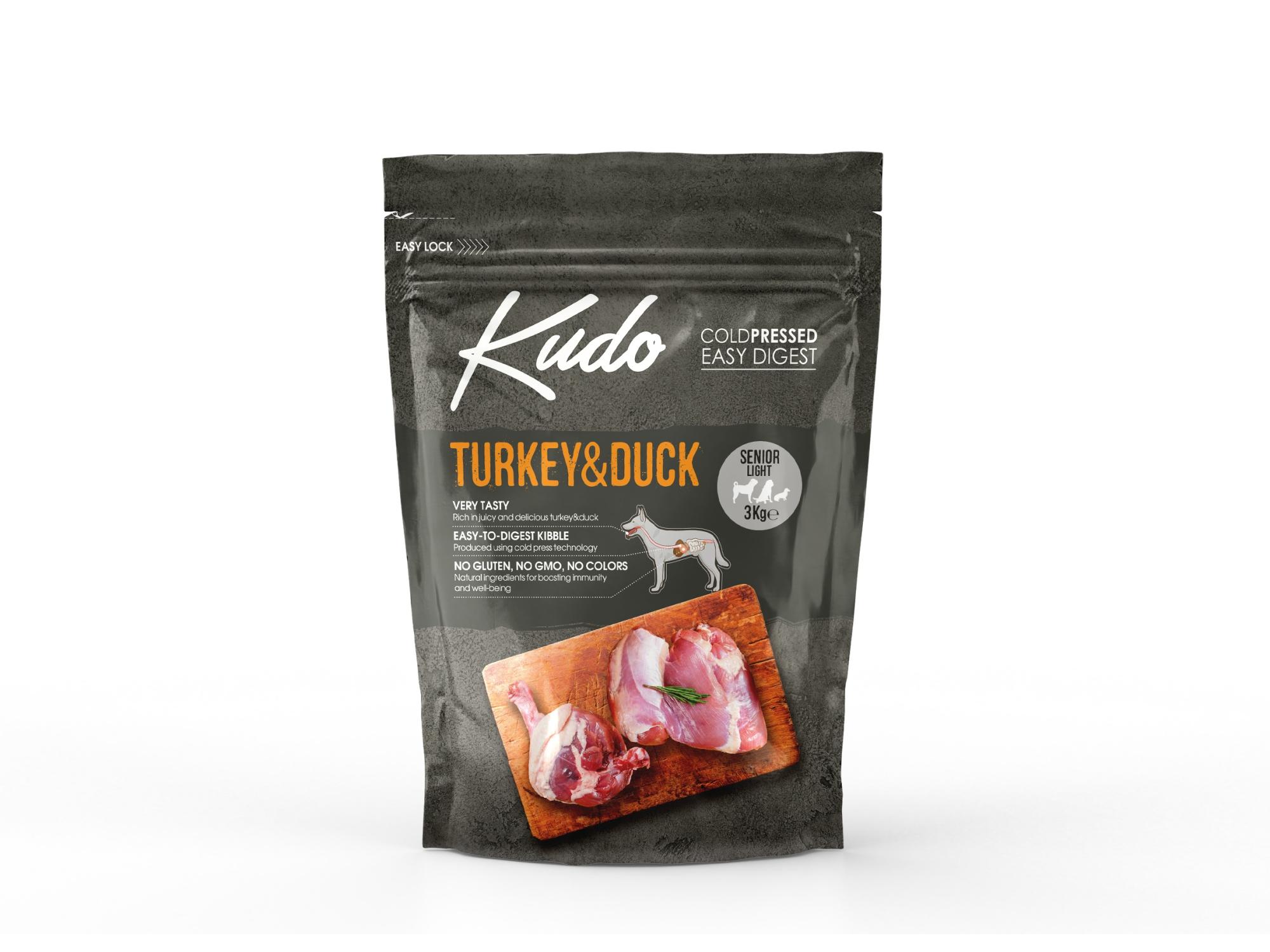 

Корм для пожилых собак Kudo, склонных к полноте, с индейкой и уткой, 3 кг