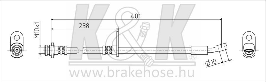 

K K Шланг тормозной FT1601 1шт