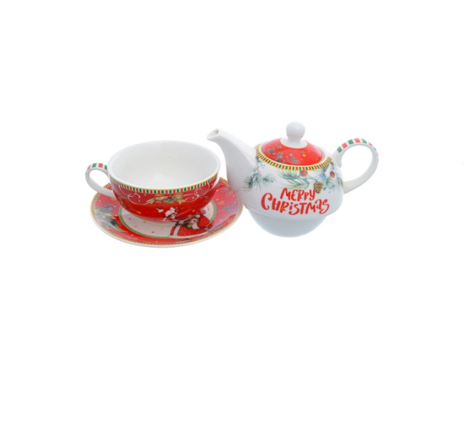 фото Набор christmas time 3 предмета (заварочный чайник + чашка + блюдце) royal classics