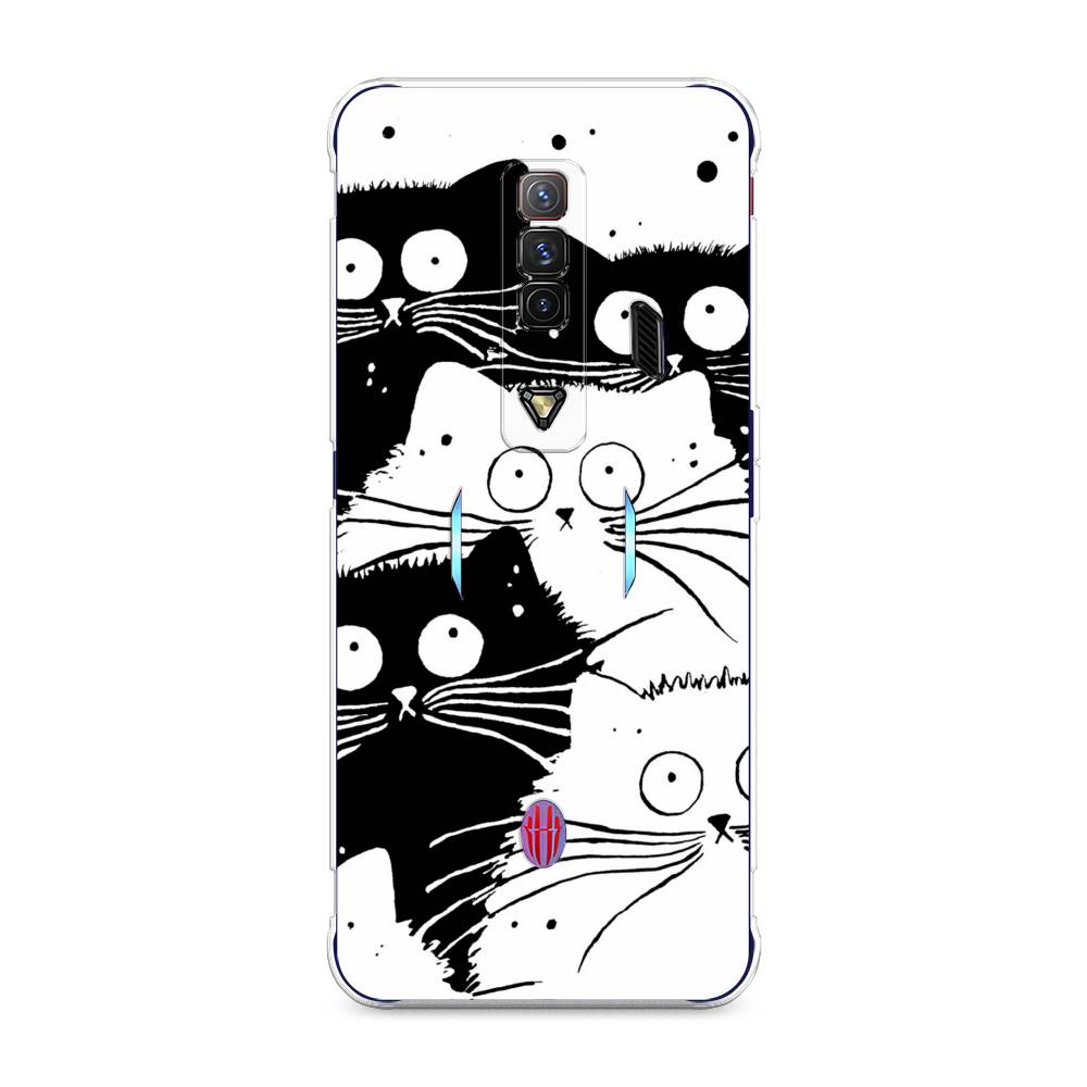 фото Силиконовый чехол "коты черно-белые" на zte nubia red magic 7 awog