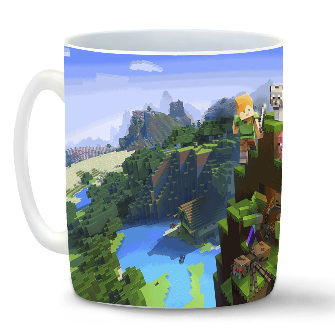 

Кружка белая CoolPodarok Мир Minecraft. Майнкрафт на горе