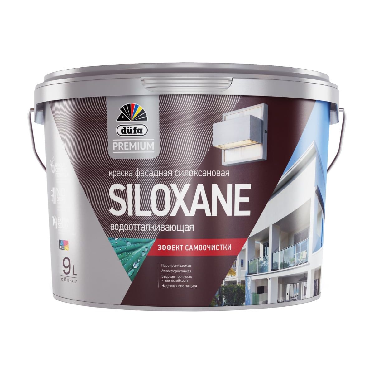 фото Краска dufa premium siloxane водно-дисперсионная, фасадная, силоксановая, база 1, 9 л