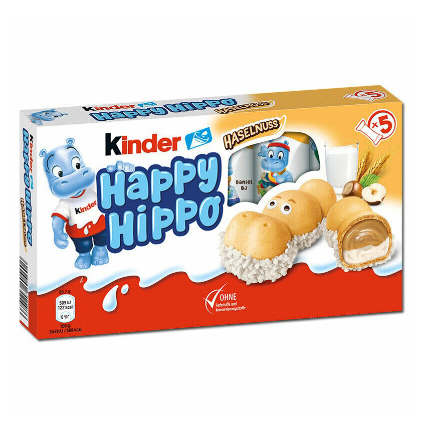 Печенье Kinder Happy Hippo Hazelnut с ореховой начинкой 103,5 г