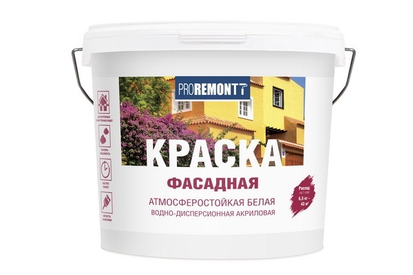 фото Краска фасадная proremontt белая, 6,5 кг