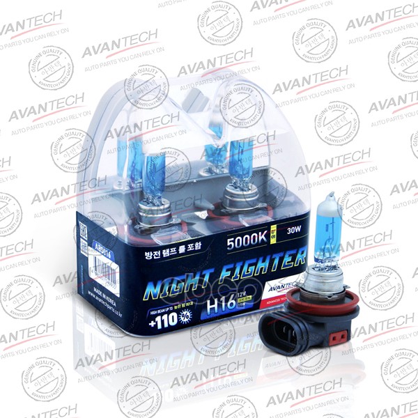 фото Лампа h16 12v 19w (30w) 5000k пластик. night fighter, комплект 2 шт. avantech ab5016