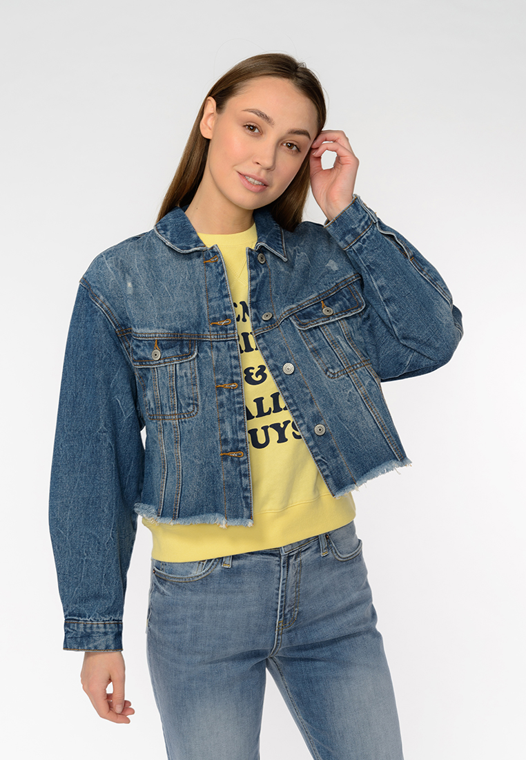 

Джинсовая куртка женская Modis M201D00282 синяя 46, M201D00282