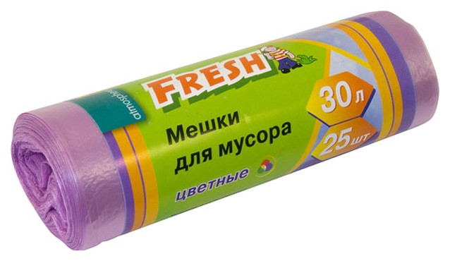 Мешки Fresh для мусора 30 л цветные 25 шт