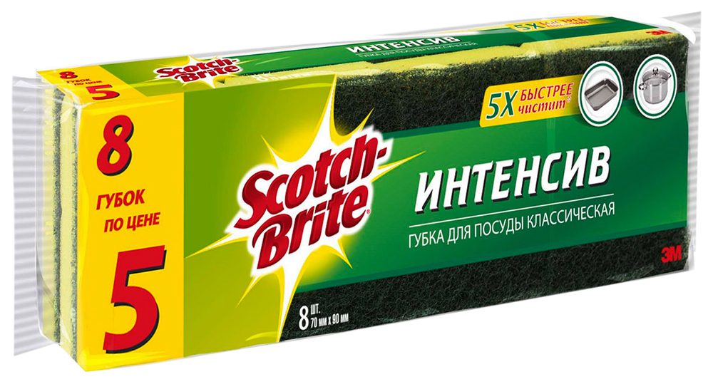 

Губка Scotch-Brite интенсив для посуды классическая 8 шт