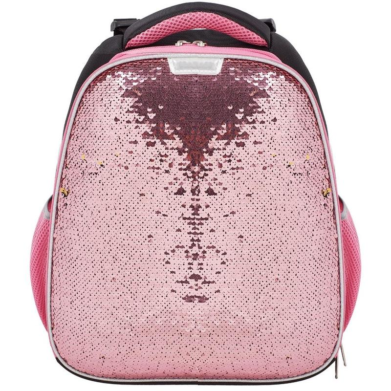 фото Ранец детский №1 school sparkle rose gold розовый с пайетками