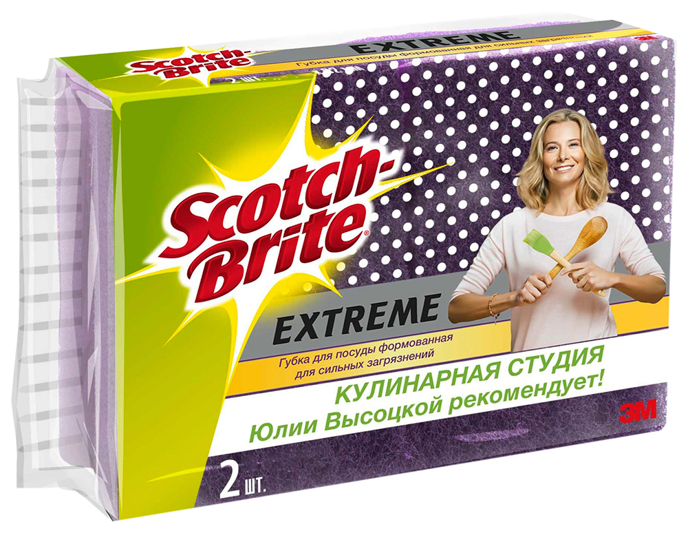 фото Губка scotch-brite extreme для посуды формованная для сильных загрязнений 1 шт