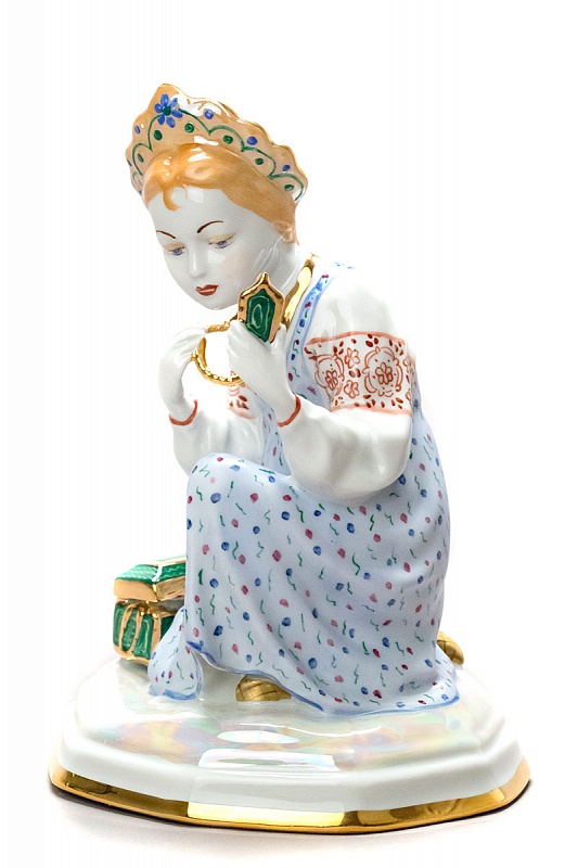 фото Скульптура малахитовая шкатулка дулево, высота 20 см, фарфо дулевский фарфор