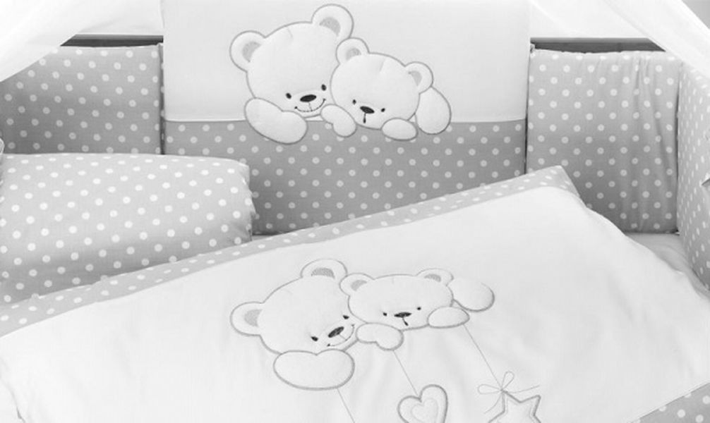 фото Комплект постельного белья lepre sweet bears серый/горох, 3 предмета