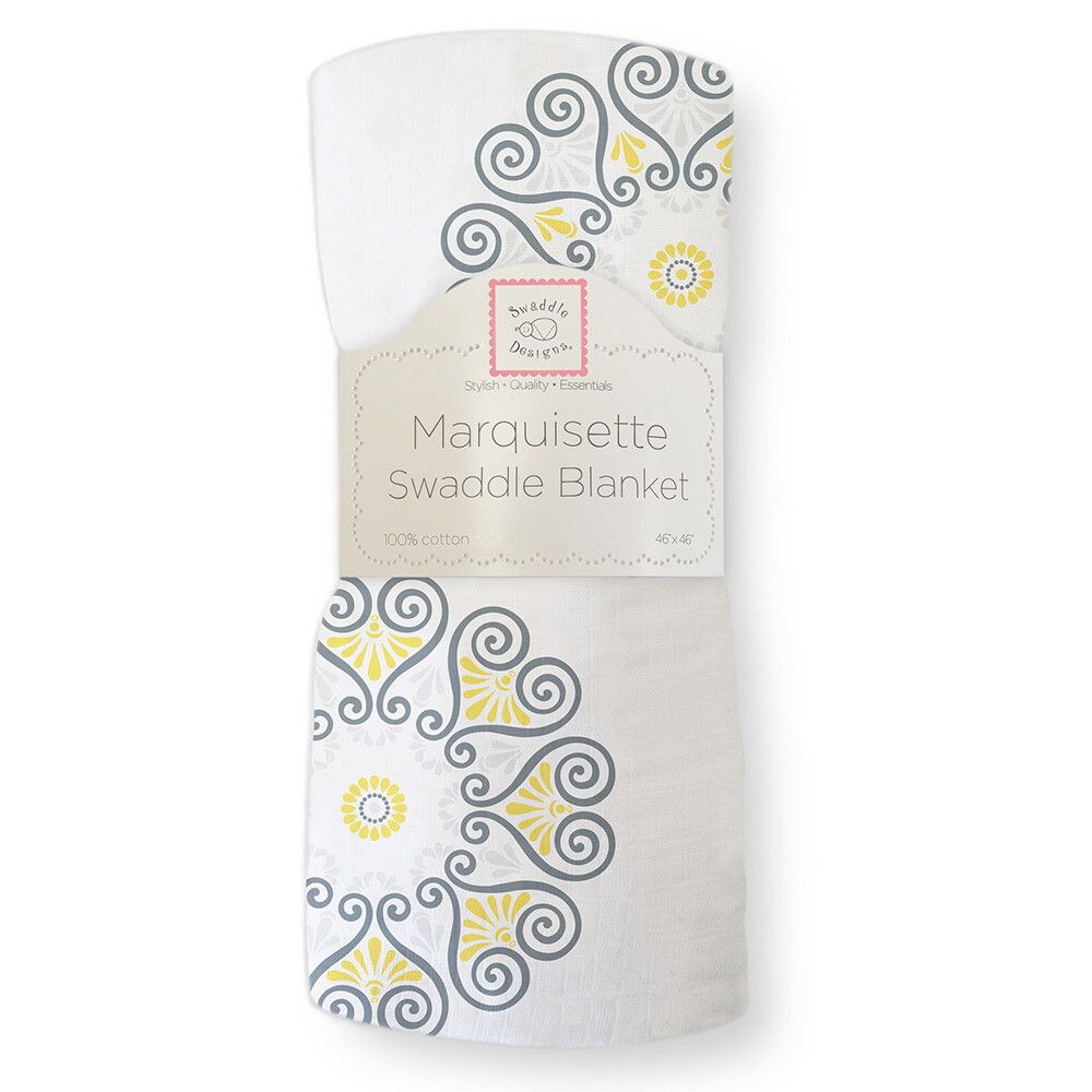 

Пеленка детская тонкая SwaddleDesigns Маркизет Yellow Medallions