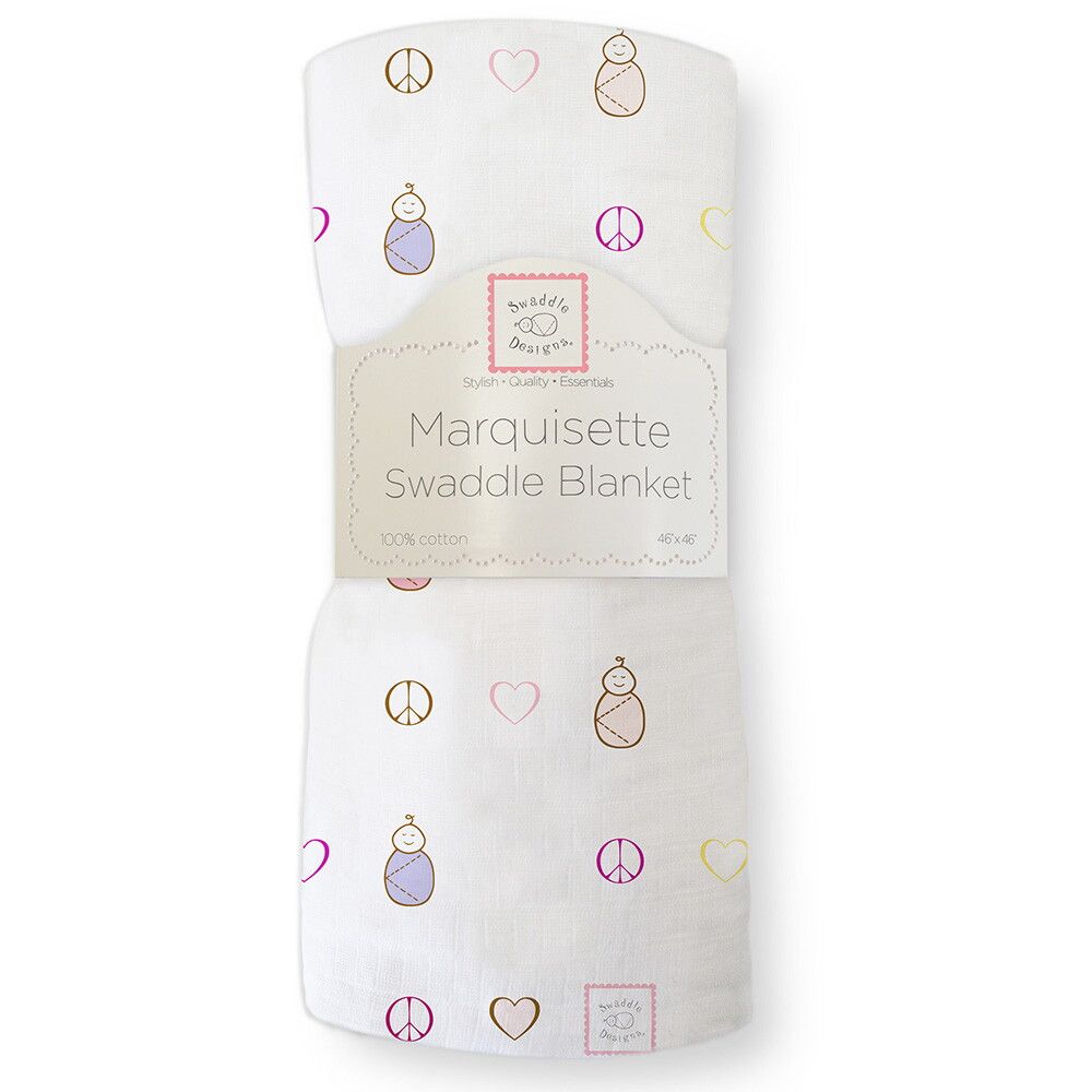 

Пеленка детская тонкая SwaddleDesigns Маркизет VB Peace Love SW