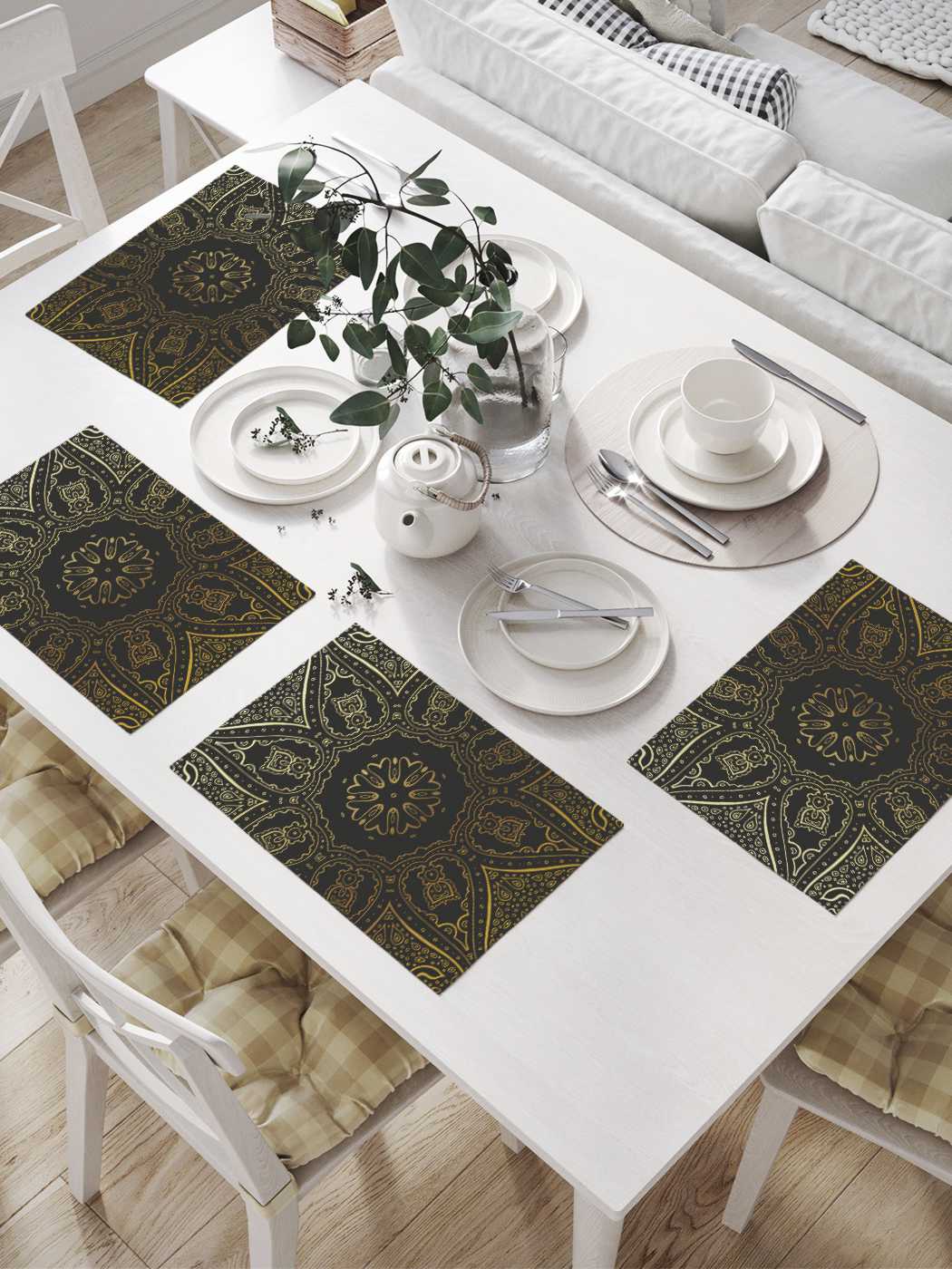 

Комплект салфеток JoyArty "Смысловой узор" для сервировки стола 32х46 см, 4шт, Черный