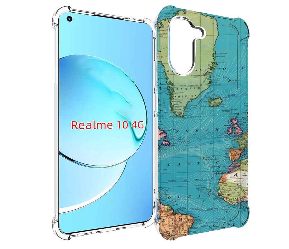 

Чехол MyPads старая карта земли для Realme 10, Прозрачный, Tocco