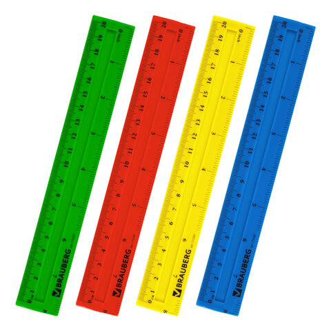 

Линейка пластиковая 20 см, Brauberg Crystal Vivid, ассорти, 210287, 24 шт, Разноцветный