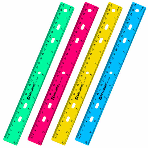 

Линейка пластиковая 30 см, Brauberg Crystal, тонированная, ассорти, 210291, 24 шт, Разноцветный