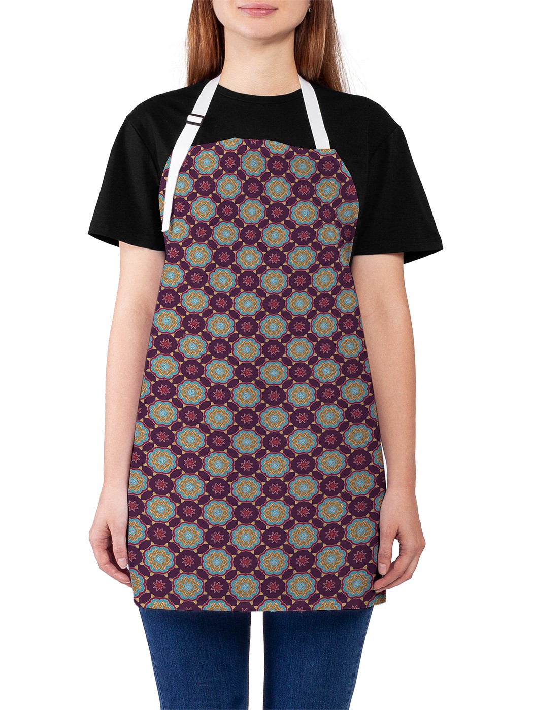 

Фартук женский JoyArty "Абстрактный стилизованный орнамент", универсальный размер, Голубой