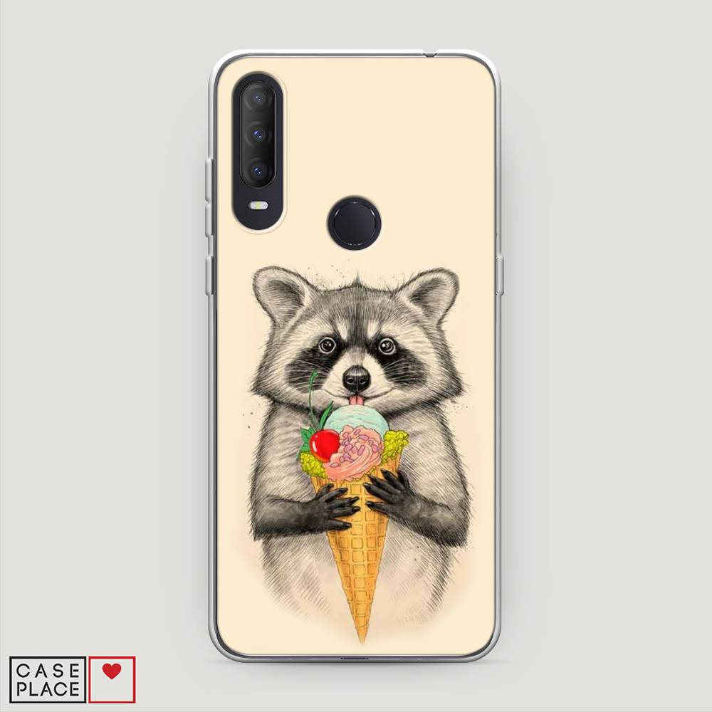 Чехол Awog на Alcatel 1S (2020) / Алкатель 1S (2020) Енот с мороженым