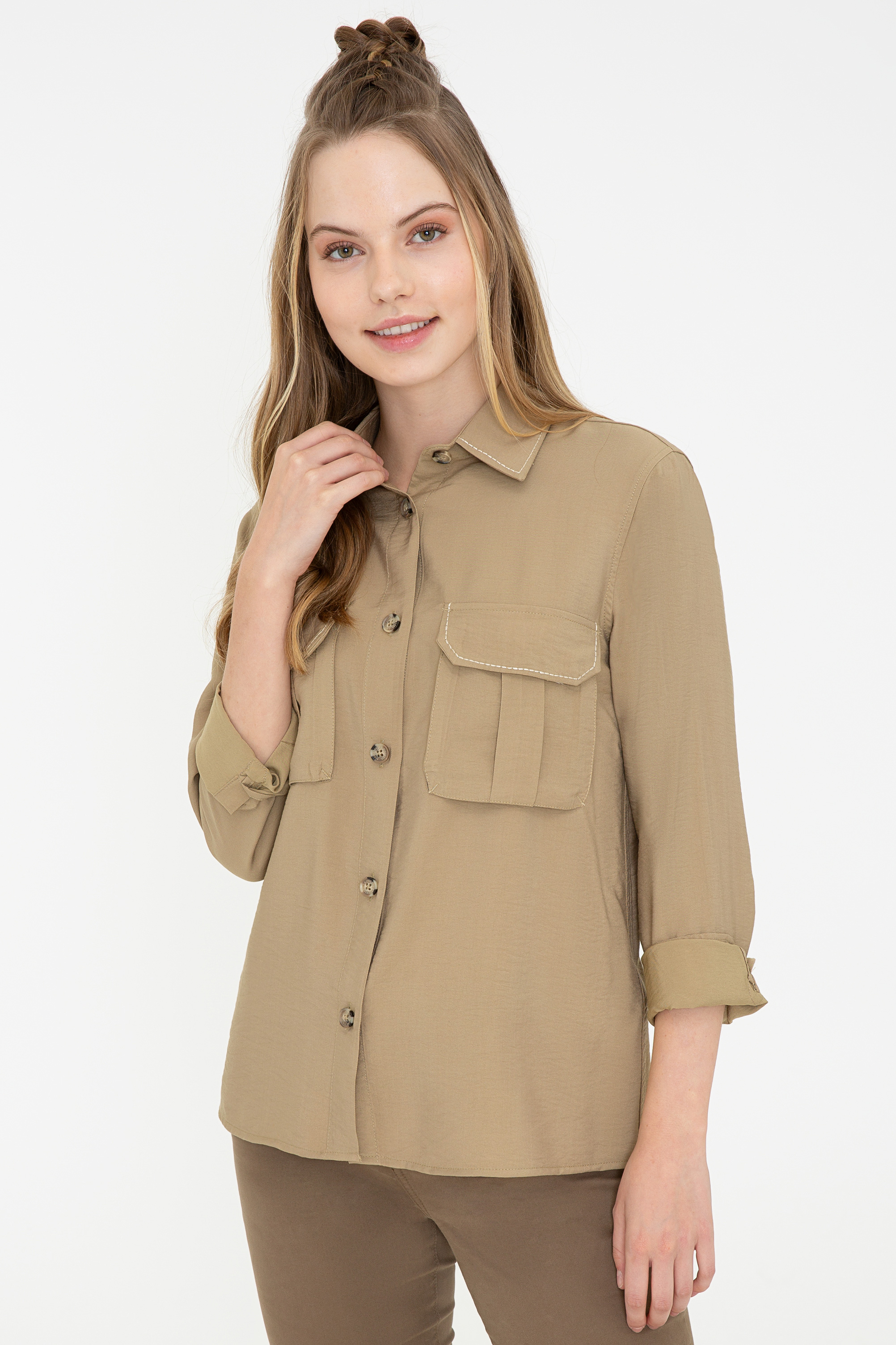 

Рубашка женская U.S. POLO Assn. G082SZ0040PURY бежевая 38, Бежевый, G082SZ0040PURY