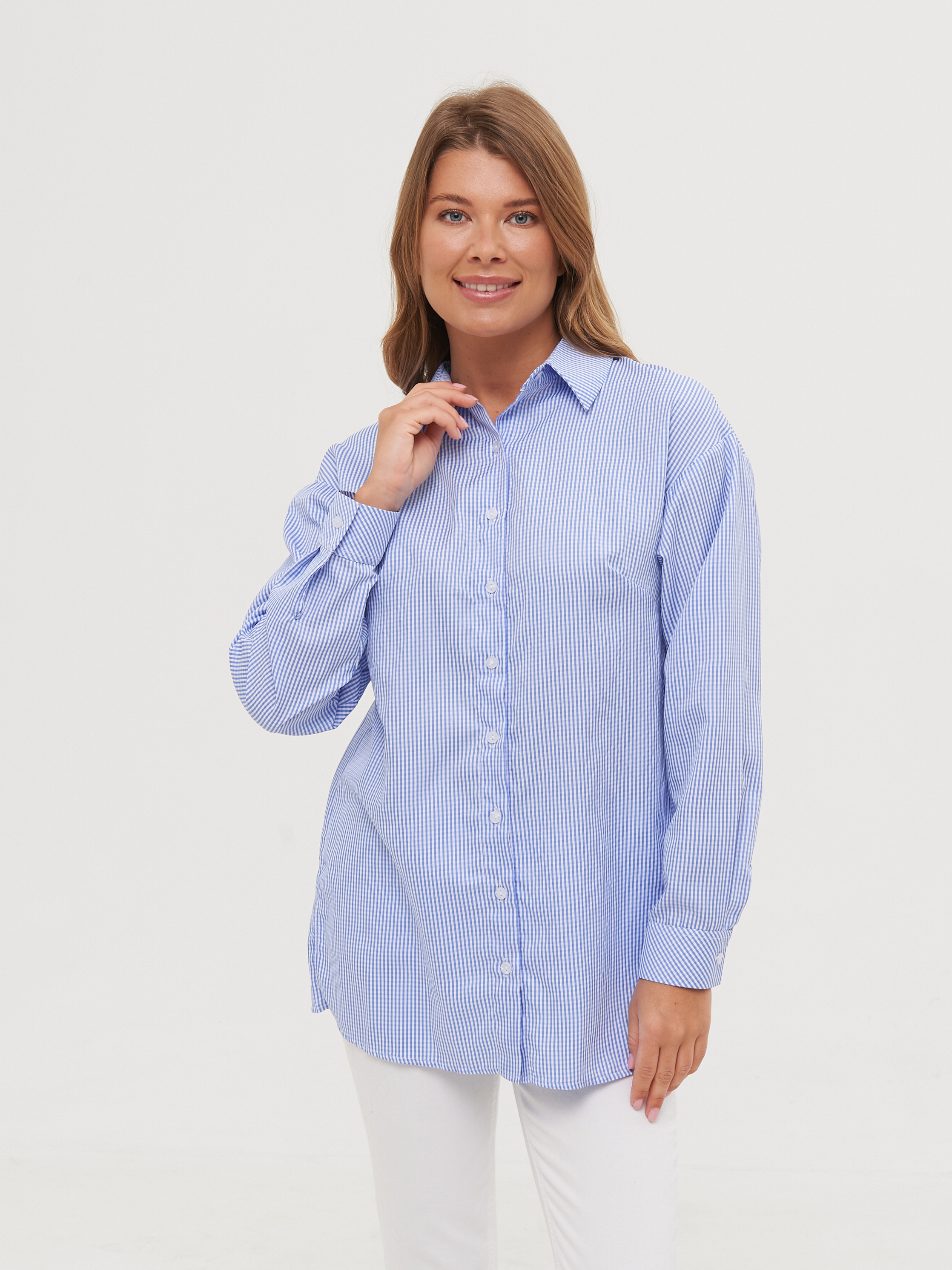 Рубашка женская Paspartu 67268 голубая 48 RU